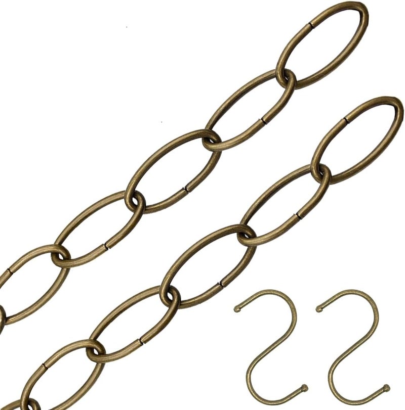Evsteluo 36 Inch Heavy Duty Antique Brass Steel Chain, Adjustable 11-Gauge Hanging Chain for Lights, Planters & Decor, Supports 35 lbs (2 Packs, Antique Brass) - Image 1